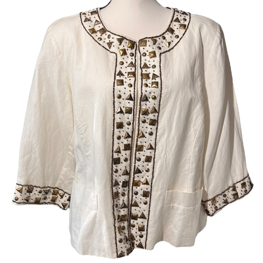 Ashley Stewart White Embelished Women's Jacket, size 12W